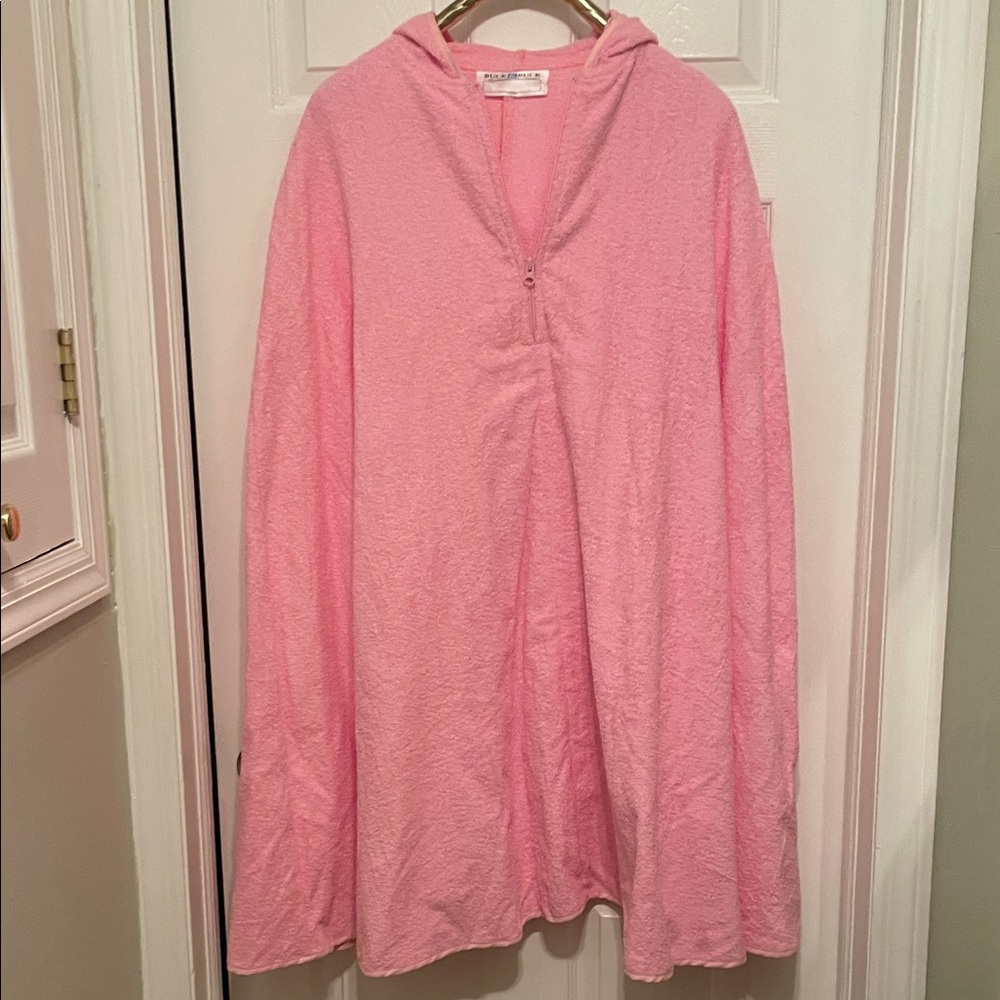 Pink Hooded Terry Cloth Poncho